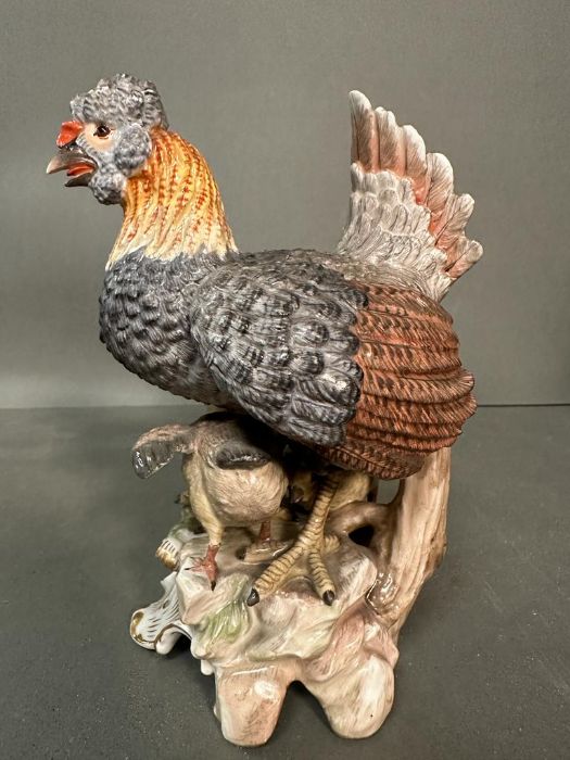 A Meissen figure of hen with chicks. H 16.5cm - Image 3 of 5
