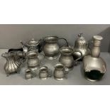 A selection of metal ware and pewter