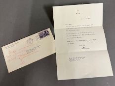 A typed and signed letter to Brigadier General Hayes Kroner 6th February 1948 sent on Eisen Howers