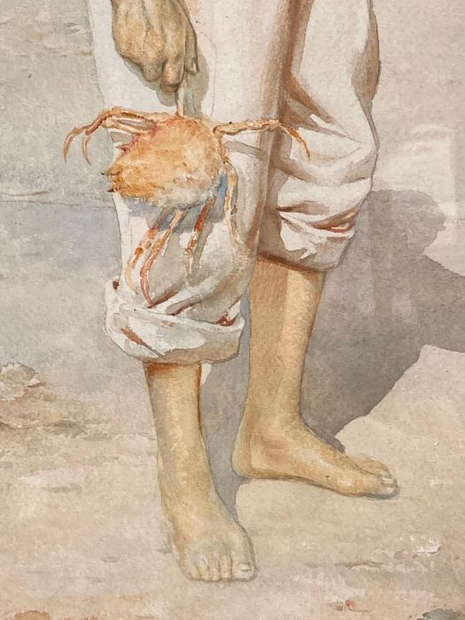 Giuliano de Luca (Italian early 19th Century) Full length portrait of a fisherman holding a crab - Image 4 of 4