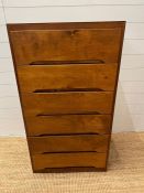 A 1970's tall boy chest of drawers by Liden - White furniture (H110cm W60cm D40cm)