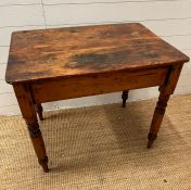 A pine small farmhouse table with single drawer to end (H72cm W86cm D60cm)
