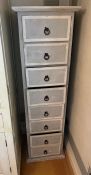 A painted tall boy chest of drawers (H153cm W46cm D43cm)