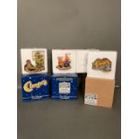 Three Robert Harrop Clangers Figurines: The Soup Dragon, Froglets and Collection Plaque
