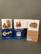 Three Robert Harrop Clangers Figurines: The Soup Dragon, Froglets and Collection Plaque