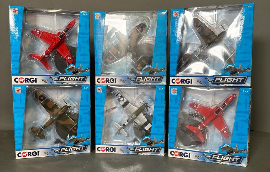 A selection of six Corgi Diecast model aeroplanes from the "Flight Collection"