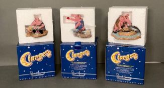 Three Robert Harrop Clangers Figurines: Major, Aunty and Granny Clanger