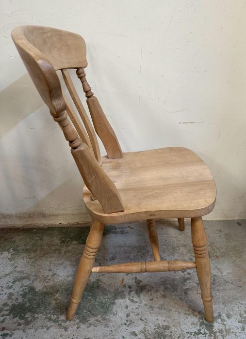 A set of eight pine slat back farmhouse chairs - Image 3 of 4