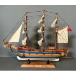 A wooden scale model of HMS Bounty
