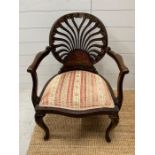 An inlaid Edwardian hepple white style arm chair