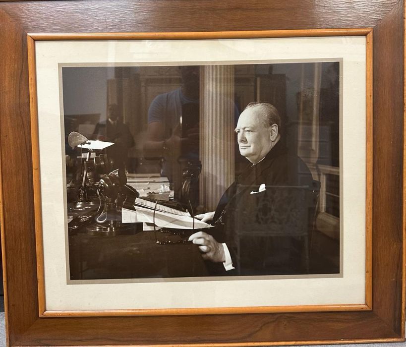 A framed photograph of Sir Winston Churchill 8th May 1945: Prime Minister of Great Britain Winston