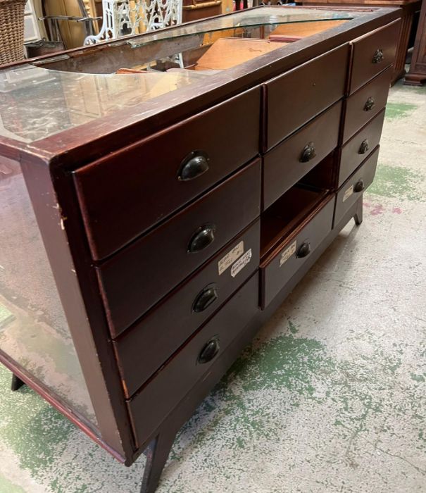 A Haberdashery counter with graduated drawers and glazed sides (the top has been smashed) (H90cm - Image 4 of 16