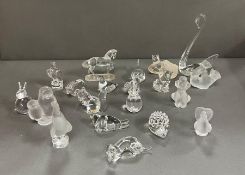 A selection of glass crystal art glass animals, Serves France and other markers