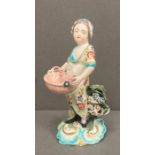 A Derby figure of a flower girl holding a basket