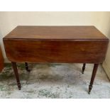 A mahogany drop leaf Pembroke table on castors