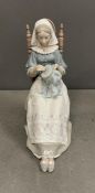 Lladro figurine of a lady sewing (H30cm)