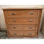A pine four drawer chest of drawers (H93cm W106cm D46cm)