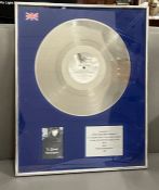 Platinum disc for record sales of MCA album "Phantasmagoria" 1986