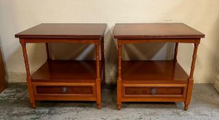 A pair of Nathan single drawers tables (H48cm W51cm D51cm)