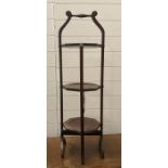 A string inlaid mahogany three tiered folding cake stand (H90cm)