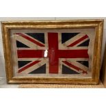 A Vintage Union Jack flag in gilt frame 129cm x 88cm