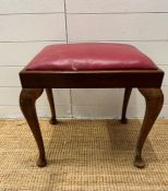 A mahogany stool with faux leather top (H46cm W50cm D40cm)