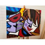 'Venetian Scene' 2001 by acclaimed artist Romero Britto (Brazilian 1963-) 40' x 70' signed top left.