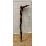 A turned wooden walking cane