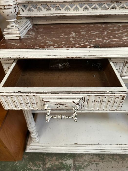 A white painted marble topped French style buffet (H186cm W114cm D46cm) - Image 3 of 6