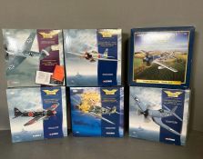 A selection of six Diecast Corgi model aeroplanes from the Aviator Archive collection