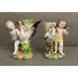 Two Meissen figures of cherubs with storks AF H 20 cm