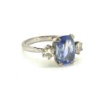 Natural sapphire and diamond 3 stone ring, full hallmark 18 carat gold