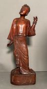A Burmese carved figure of a dancing lady. Approx 64cm H