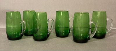 A Selection of six green drinking glasses