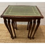 A nest of mahogany glass top tables