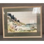 'Loggos Beach' Vaughan Gwillim Daniel Bevan (B.1921) watercolour (48cm x 34cm approximate