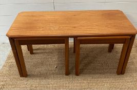 A late mid-century coffee table with two side tables under height 45 and 44x98