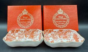 Two Royal Crown Derby pin dishes in original boxes.