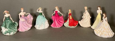 A selection of eight Royal Doulton figures to include Ann, Natalie, Rachel and Emily