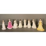 A selection of eight Royal Doulton figures to include Embrace, Summer Breeze and Harmony