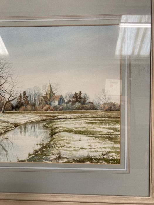 'Melting Snows - Alfriston (John Williams watercolour signed bottom right (50cm x 34cm) - Image 4 of 4