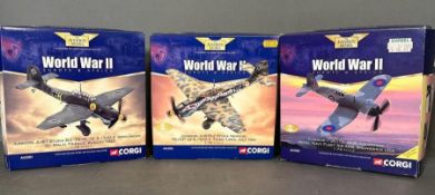 A selection of Three Corgi Diecast model aeroplanes from the Aviator Archive Europe and Africa
