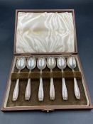 A boxed set of silver teaspoons, hallmarked for Birmingham 1945 by Arthur Price & Co Ltd