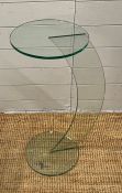 A glass side table with crescent shape (H73cm Dia30cm)