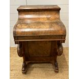 A Victorian burr walnut davenport desk (H57cm W57cm D56cm)