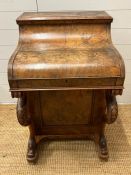 A Victorian burr walnut davenport desk (H57cm W57cm D56cm)