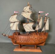 A wooden scale model of Henry VIII's ship the Mary Rose