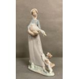 Girl with Goose and Dog. Lladro. Designed by Fulgencio Garcia. #4866. Marked “Lladro Hand Made in