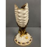 A 19th Century Aesthetic movement Royal Worcester shell vase with perched Salamander. Model Number