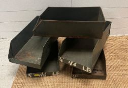 Five metal industrial trays (H15cm W53cm D27cm)